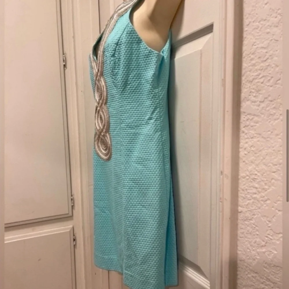 Lilly Pulitzer Valli Shift Dress Serene Blue Metallic Soutache - Size 4 - EUC - Picture 8 of 13